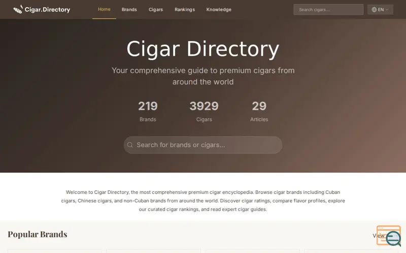 Screenshot of Cigar Directory