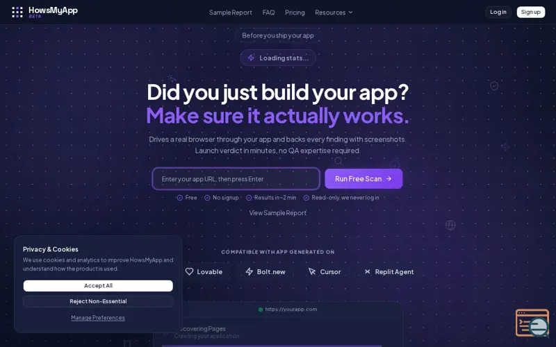 Screenshot of HowsMyApp