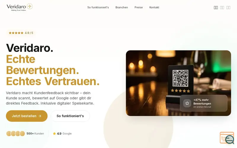 Screenshot of Veridaro, a launch using UDAG
