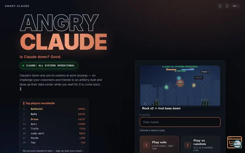 Screenshot of Angry Claude