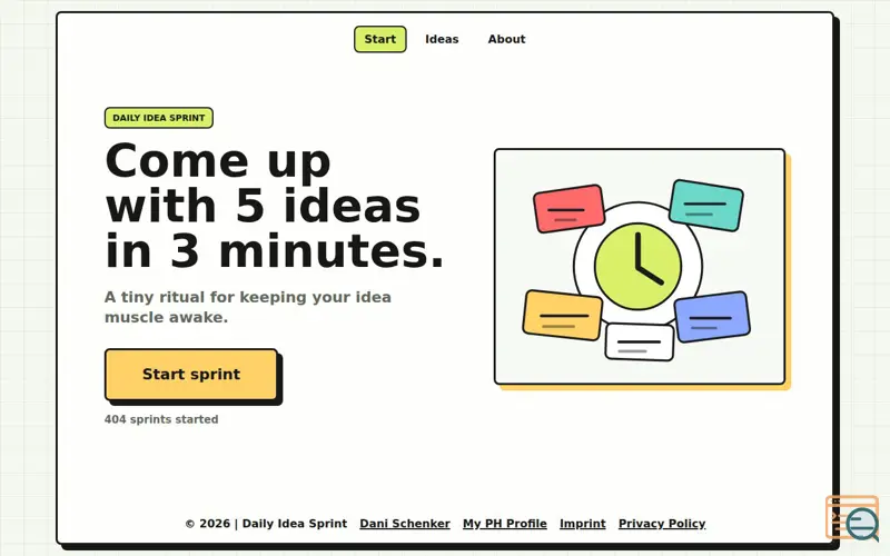 Screenshot of Daily Idea Sprint