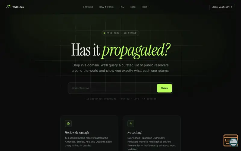 Screenshot of Tidelock, a launch using Nette Framework