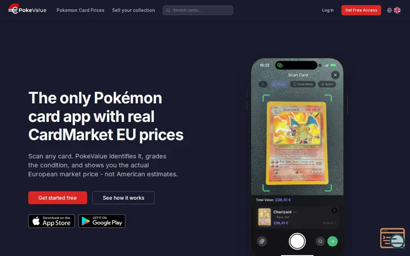 Screenshot of PokeValue, a launch using Inleed