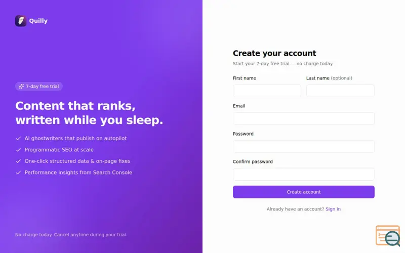 Screenshot of Quilly