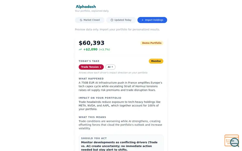 Screenshot of Alphadash