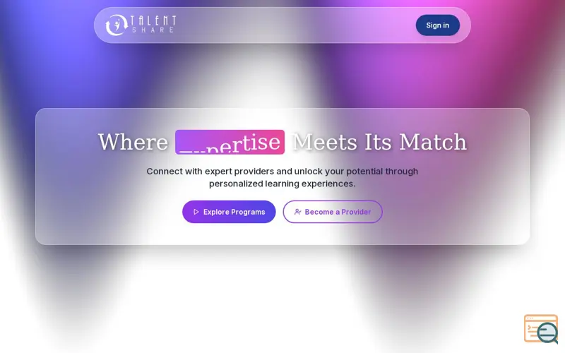 Screenshot of Talent Share, a launch using JustHost DNS