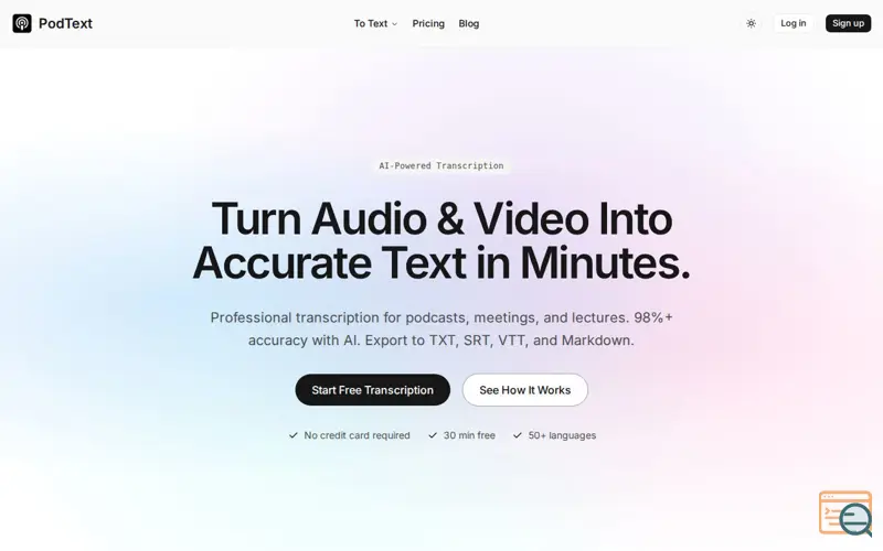 Screenshot of PodText