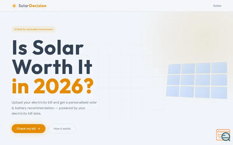Screenshot of SolarDecision Australia, a launch using Crazy Domains DNS