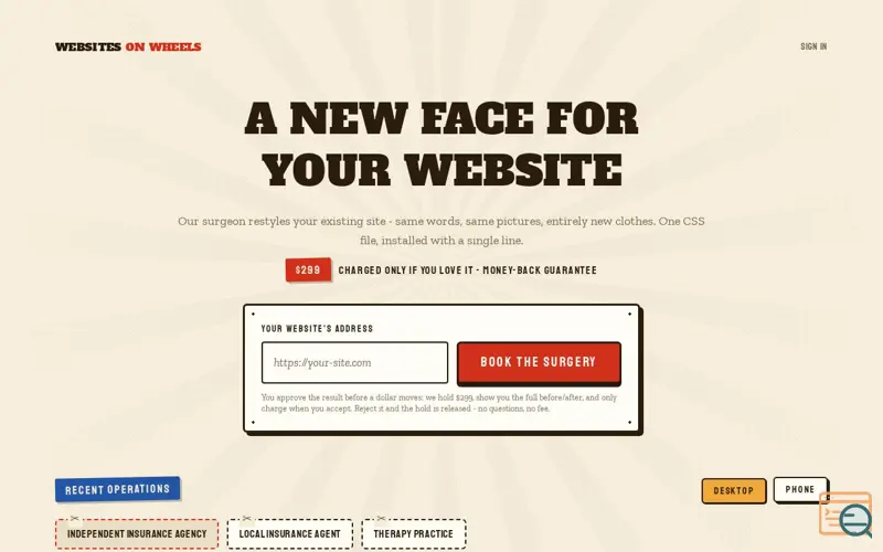 Screenshot of Facelift