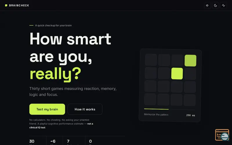 Screenshot of Braincheck
