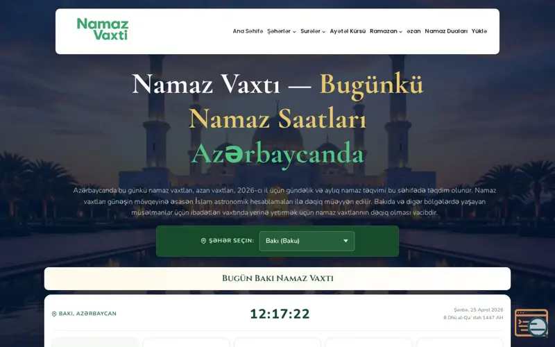 Screenshot of Namaz Vaxti Azerbaijan