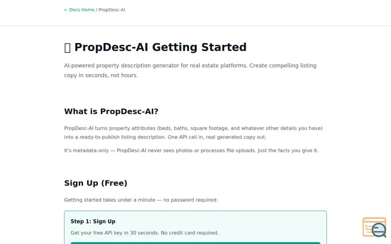 Screenshot of PropDesc - AI AI real estate listings