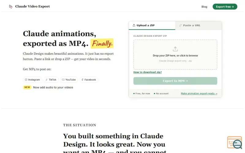Screenshot of Claude Video Export