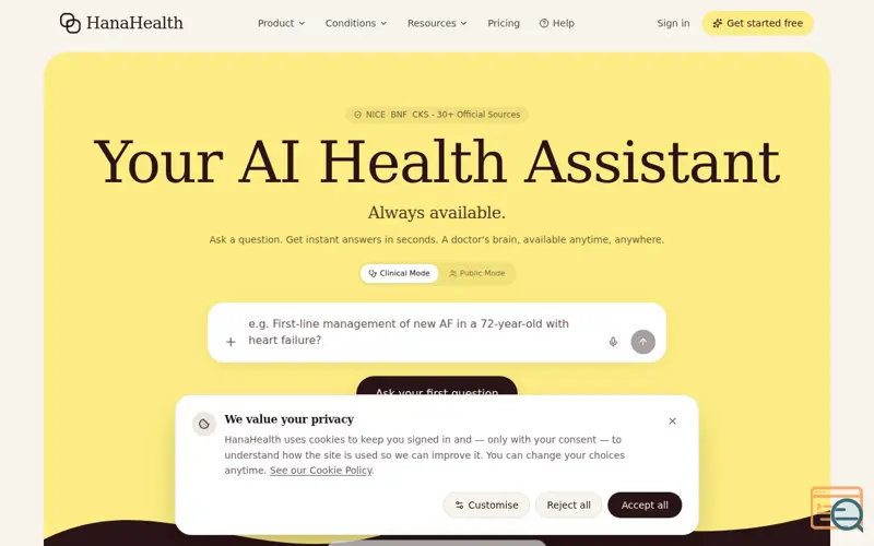 Screenshot of HanaHealth