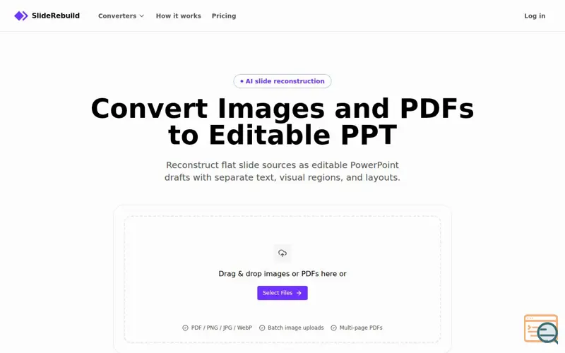 Screenshot of Image to Editable PPT Converter - Convert Images & PDFs to PowerPoint | SlideRebuild