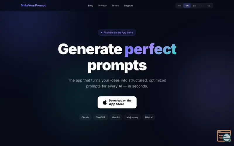 Screenshot of MakeYourPrompt
