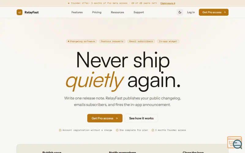 Screenshot of RelayFast