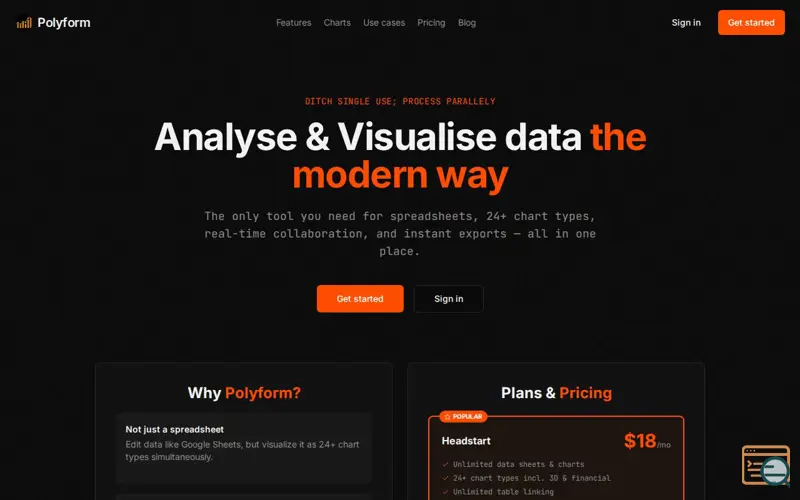 Screenshot of Polyform, a launch using PageFly