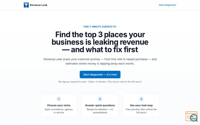 Screenshot of Revenue Leak