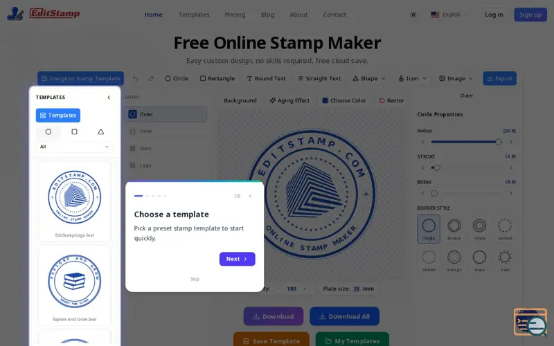 Screenshot of EditStamp