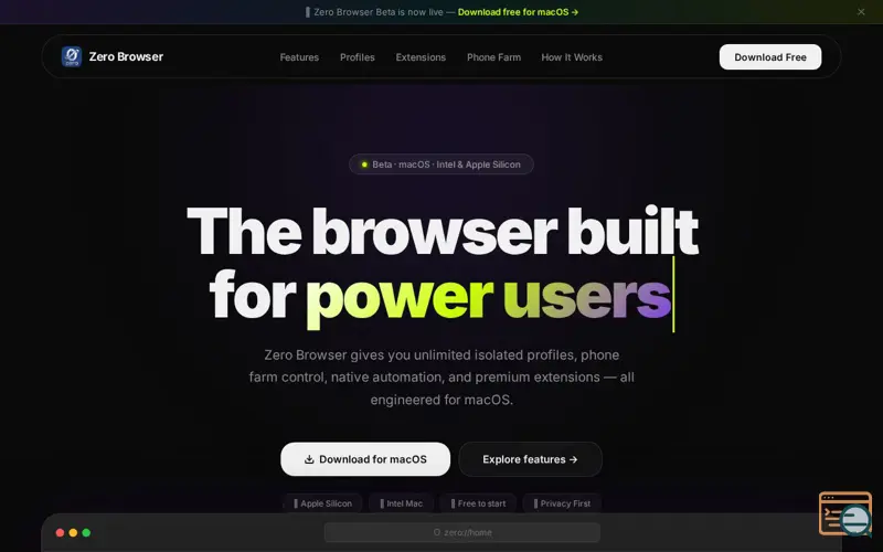 Screenshot of Zero Browser