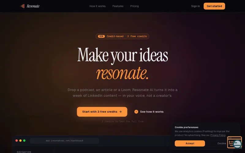 Screenshot of Resonate AI