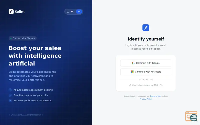 Screenshot of Selint - AI Co-Pilot for Sales Meetings