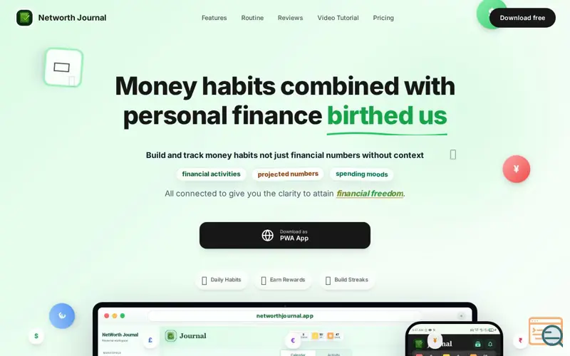 Screenshot of Networth Journal | Money Habits & Personal Finance App
