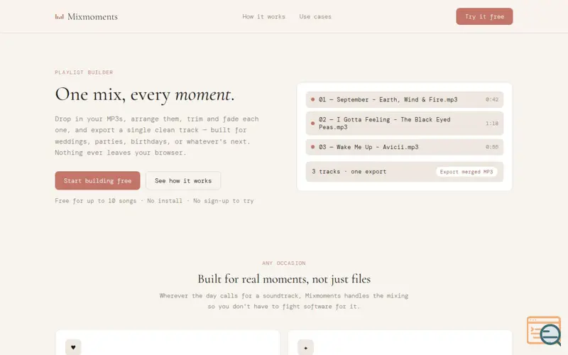 Screenshot of Mixmoments