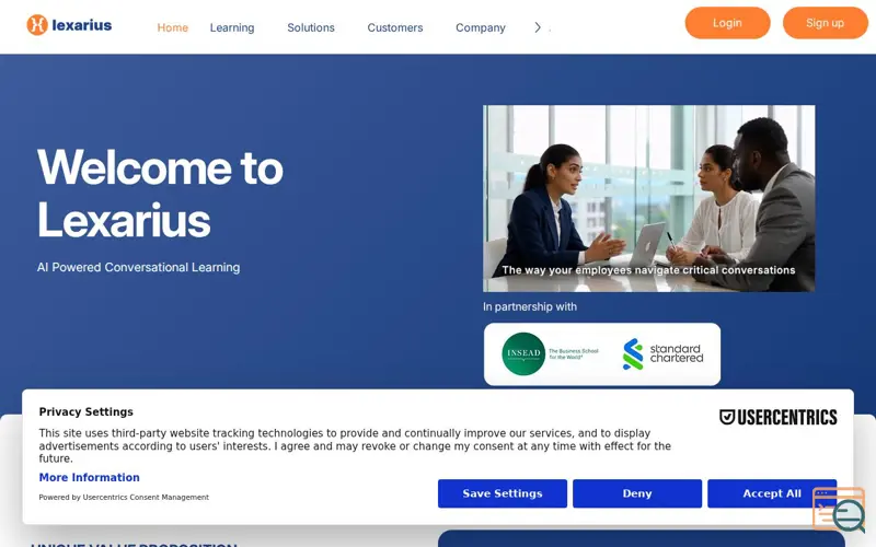 Screenshot of Lexarius, a launch using Wix