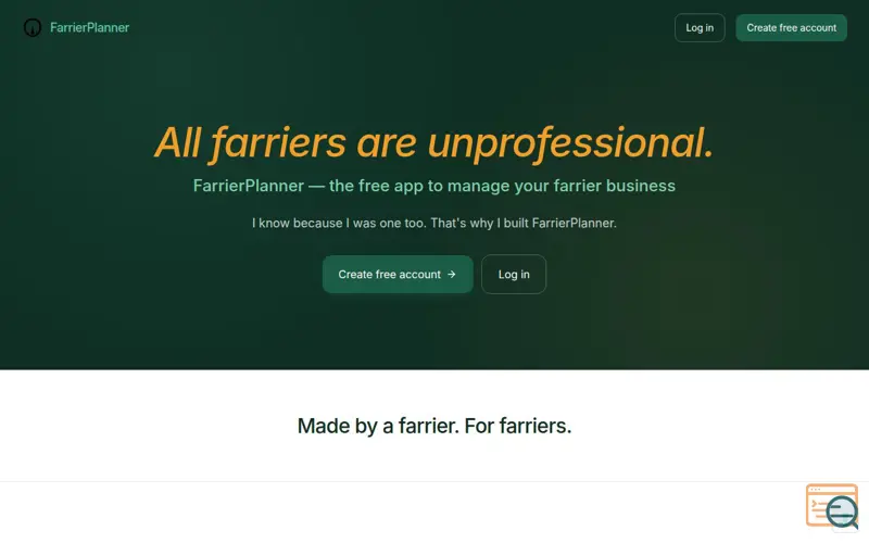 Screenshot of FarrierPlanner