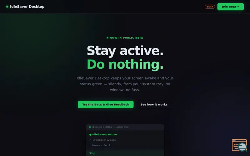 Screenshot of IdleSaver Desktop — Beta