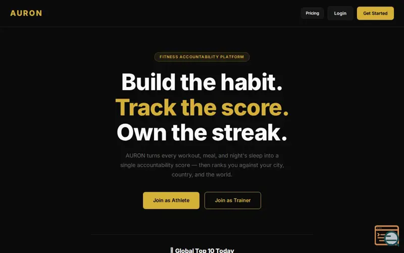 Screenshot of AURON — Fitness Accountability Platform