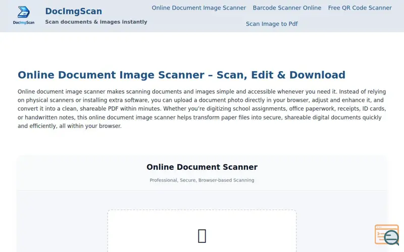Screenshot of Scan Image, a launch using OpenCV.js