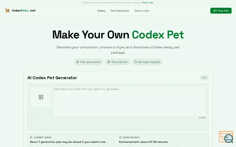Screenshot of CodexPets.net