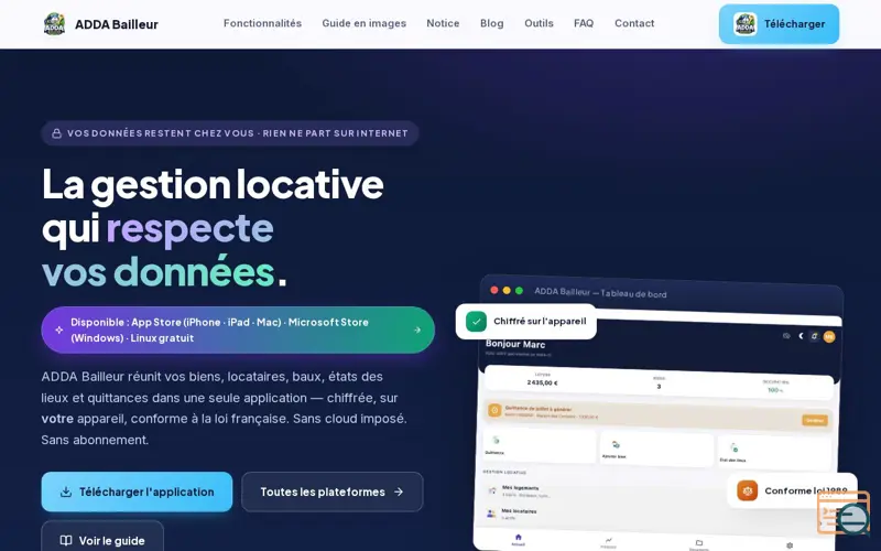 Screenshot of ADDA Bailleur