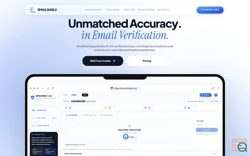 Screenshot of EmailShield, a launch using Guideflow