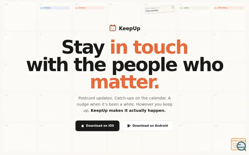 Screenshot of KeepUp