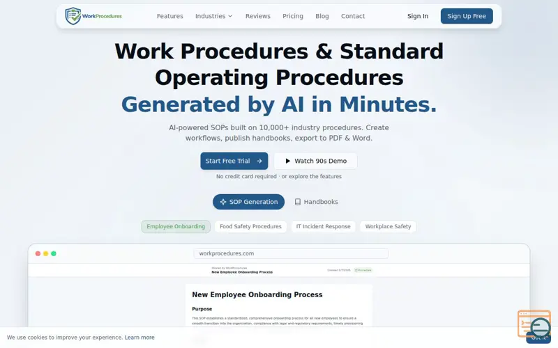Screenshot of WorkProcedures, a launch using Streamable