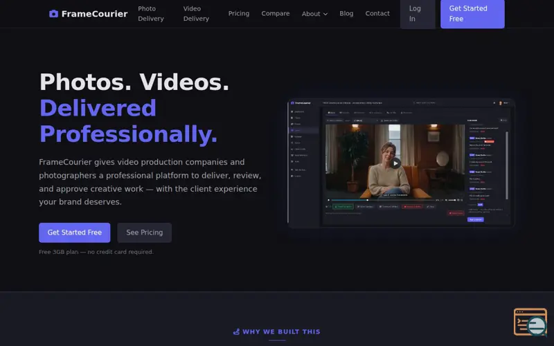 Screenshot of FrameCourier — Professional Photo & Video Delivery