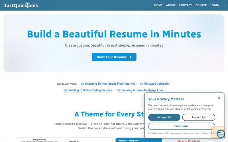 Screenshot of JustQuickTools
