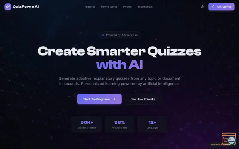 Screenshot of QuizForge AI