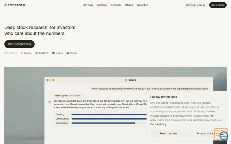 Screenshot of OpenCapital