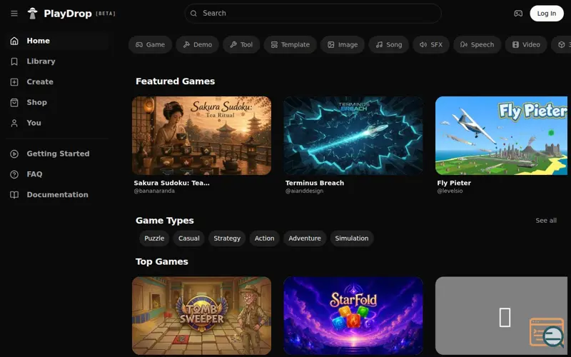 Screenshot of PlayDrop