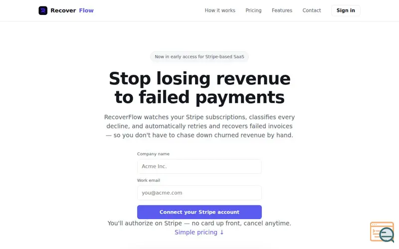 Screenshot of RecoverFlow