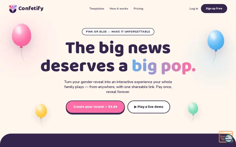 Screenshot of Confetify