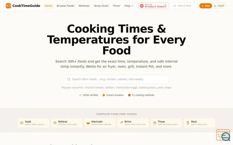 Screenshot of CookTimeGuide