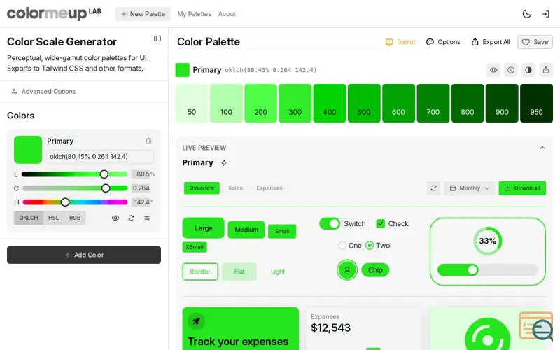 Screenshot of ColorMeUp Lab