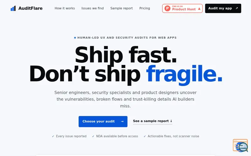 Screenshot of AuditFlare