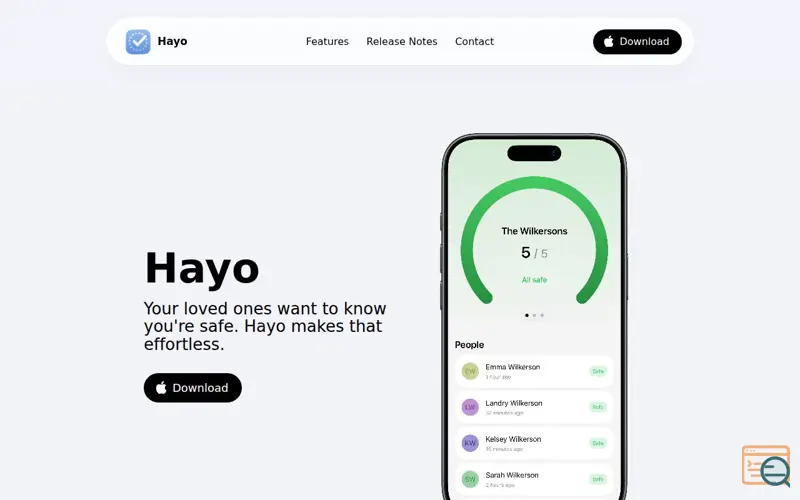Screenshot of Safety Check-In: Hayo